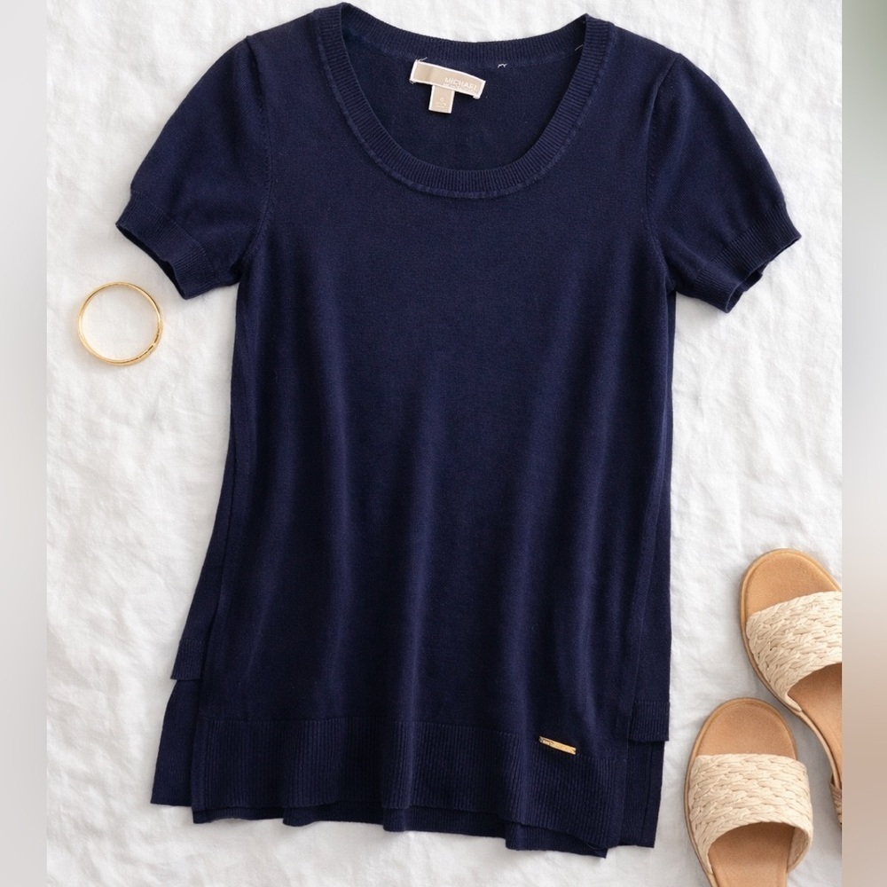 Michael Kors Women's Navy Blue Kint Top Size Small